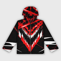 Ветровка с капюшоном женская Красно-белая пасть на чёрном фоне, цвет: 3D-черный