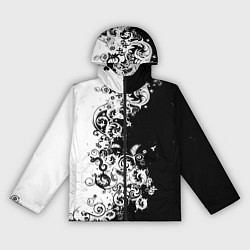 Ветровка с капюшоном женская Чёрно белая абстракция, цвет: 3D-черный