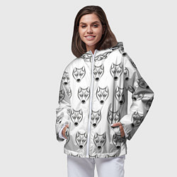 Ветровка с капюшоном женская Паттерн волк, цвет: 3D-белый — фото 2