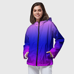 Ветровка с капюшоном женская Неоновая градиент абстракция, цвет: 3D-черный — фото 2