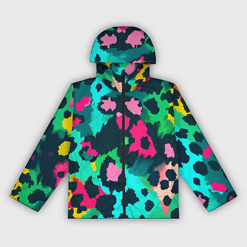 Женская ветровка Кислотный зеленый леопардовый камуфляж / 3D-Черный – фото 1