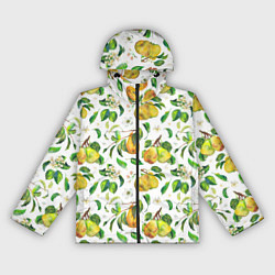 Ветровка с капюшоном женская Груши и цветы, цвет: 3D-черный