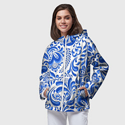Ветровка с капюшоном женская Русская гжель, цвет: 3D-белый — фото 2