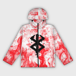 Ветровка с капюшоном женская Берсерк лого в огне, цвет: 3D-черный