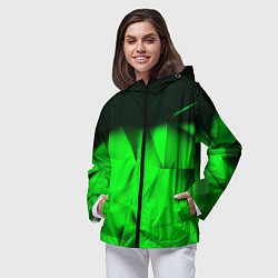 Ветровка с капюшоном женская Кислотная абстракция кубы, цвет: 3D-черный — фото 2