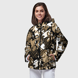 Ветровка с капюшоном женская Персонажи Among us в бежевом тоне, цвет: 3D-черный — фото 2