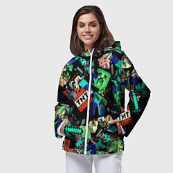 Ветровка с капюшоном женская Главные герои из Майнкрафт, цвет: 3D-белый — фото 2