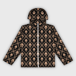 Ветровка с капюшоном женская Череп - паттерн, цвет: 3D-белый