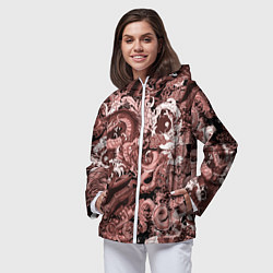 Ветровка с капюшоном женская Драконы в японском стиле, цвет: 3D-белый — фото 2