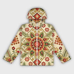 Ветровка с капюшоном женская Русские классические узоры и орнамент, цвет: 3D-белый