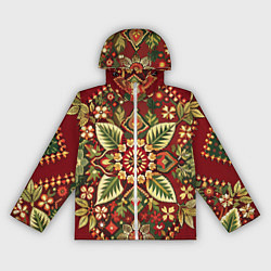 Ветровка с капюшоном женская Русские классические узоры и орнамент, цвет: 3D-белый