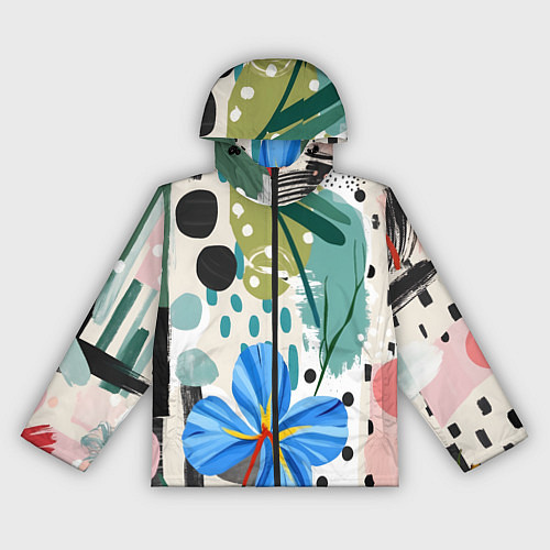 Женская ветровка Цветы горошек абстракция / 3D-Черный – фото 1