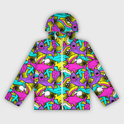Ветровка с капюшоном женская Цветные акулы паттерн, цвет: 3D-белый