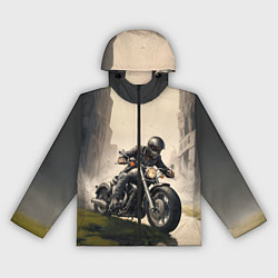 Ветровка с капюшоном женская Скетч байкер, цвет: 3D-черный