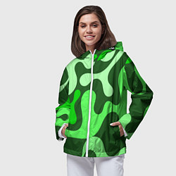Ветровка с капюшоном женская Камуфляж зеленый крупный, цвет: 3D-белый — фото 2