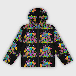 Ветровка с капюшоном женская Грибной паттерн цветной, цвет: 3D-черный