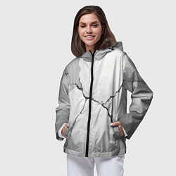 Ветровка с капюшоном женская Растрескавшийся бетон, цвет: 3D-черный — фото 2