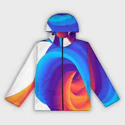 Ветровка с капюшоном женская Неоновые волны абстракция, цвет: 3D-черный