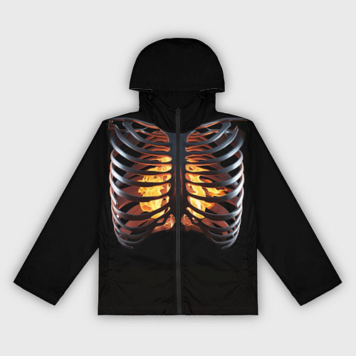 Женская ветровка Огонь в груди скелета - костюм на хэллоуин / 3D-Черный – фото 1