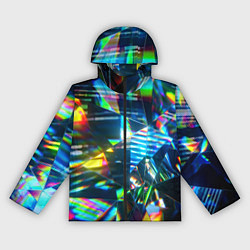 Ветровка с капюшоном женская Глитч эффект на стекле, цвет: 3D-черный