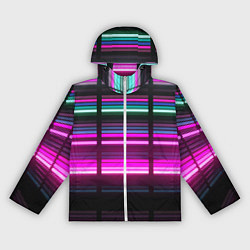 Ветровка с капюшоном женская Неоновые лучи текстура, цвет: 3D-белый