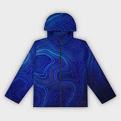 Ветровка с капюшоном женская Синяя топография, цвет: 3D-черный