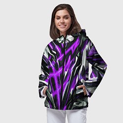 Ветровка с капюшоном женская Фиолетовая энергетическая абстракция, цвет: 3D-черный — фото 2