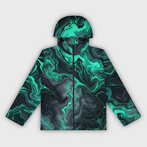 Женская ветровка Бирюзовый мрамор на черном фоне / 3D-Черный – фото 1
