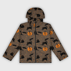 Ветровка с капюшоном женская Хэллоуин и кот, цвет: 3D-черный