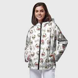 Ветровка с капюшоном женская Черепки, цвет: 3D-черный — фото 2