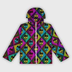 Ветровка с капюшоном женская Черепа в ромбах, цвет: 3D-белый