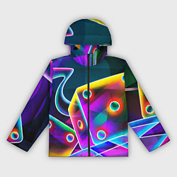 Ветровка с капюшоном женская Неоновая геометрия текстура, цвет: 3D-черный