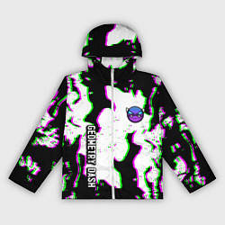 Ветровка с капюшоном женская Geometry dash glitch flame, цвет: 3D-белый
