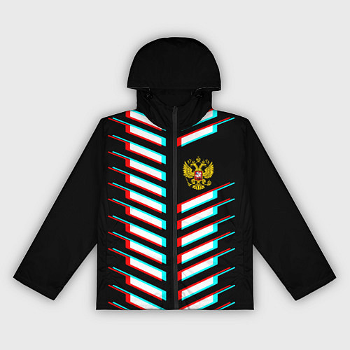 Женская ветровка Герб РФ глитч геометрия / 3D-Черный – фото 1