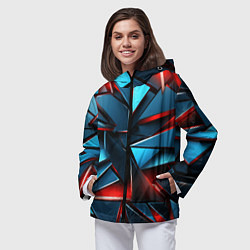 Ветровка с капюшоном женская Геометрические осколки, цвет: 3D-черный — фото 2