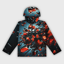 Ветровка с капюшоном женская Геометрический взрыв пластин, цвет: 3D-черный