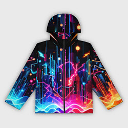 Ветровка с капюшоном женская Neon fantasy - ai art, цвет: 3D-черный