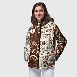 Ветровка с капюшоном женская Lil peep retro pattern, цвет: 3D-черный — фото 2