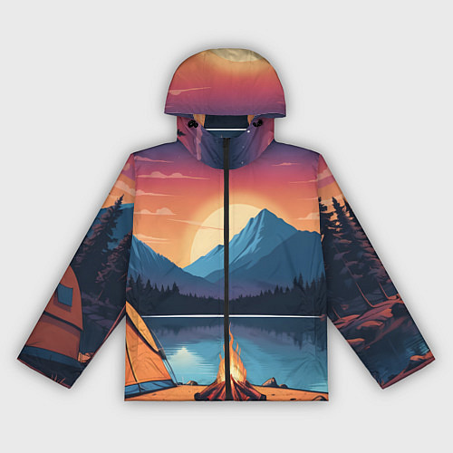 Женская ветровка В лесу с палаткой / 3D-Черный – фото 1