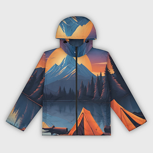 Женская ветровка Палатка на берегу озера / 3D-Черный – фото 1