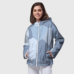 Ветровка с капюшоном женская Стальной голубой крупная мозаика, цвет: 3D-белый — фото 2