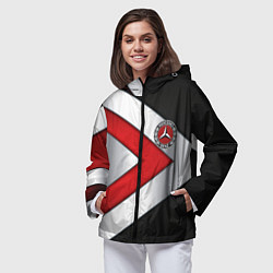 Ветровка с капюшоном женская Mercedes benz carbon metal, цвет: 3D-черный — фото 2