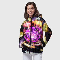 Ветровка с капюшоном женская Оптический узор цветок, цвет: 3D-черный — фото 2