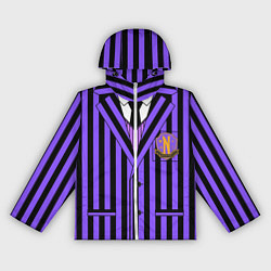 Ветровка с капюшоном женская Академия Невермор фиолетовый верх, цвет: 3D-белый