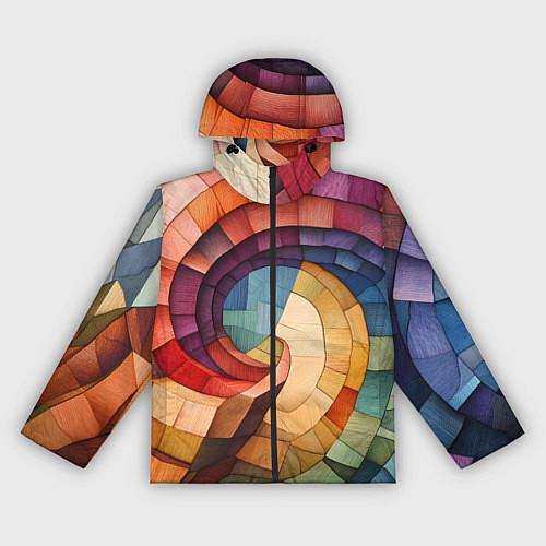 Женская ветровка Разноцветная мозаика в виде спирали / 3D-Черный – фото 1