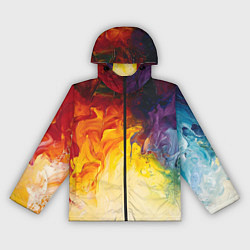 Ветровка с капюшоном женская Подтеки масляных красок, цвет: 3D-черный