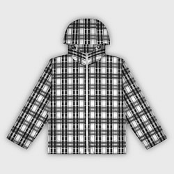 Ветровка с капюшоном женская Черно-белая шотландка клетчатый узор, цвет: 3D-белый