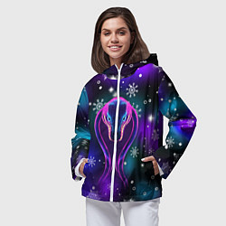 Ветровка с капюшоном женская Космическая кобра, цвет: 3D-белый — фото 2