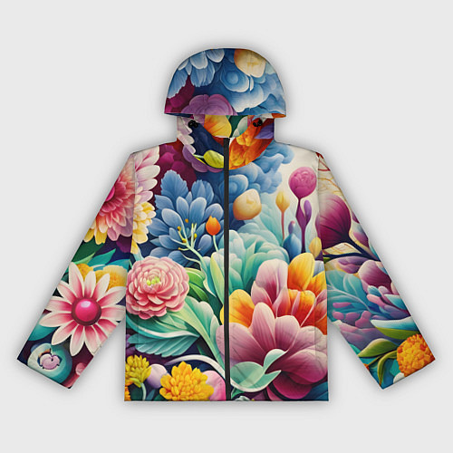 Женская ветровка Объемные цветы лето / 3D-Черный – фото 1