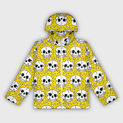 Ветровка с капюшоном женская Тающие черепа паттерн, цвет: 3D-белый